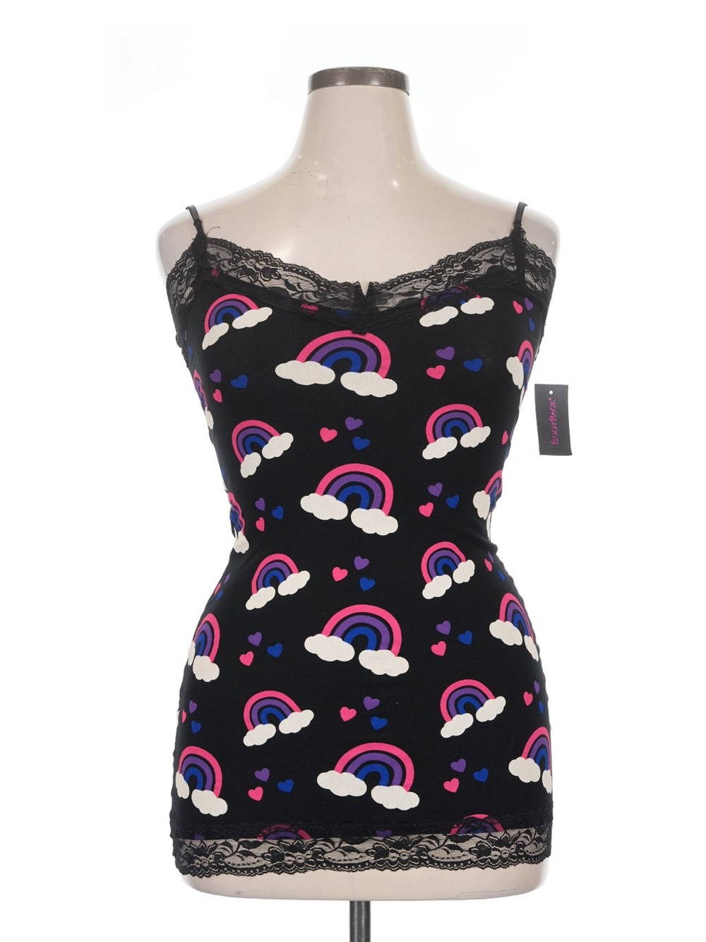 Black Rainbow Lace-Trim Cami Slip - Picture 9 of 16